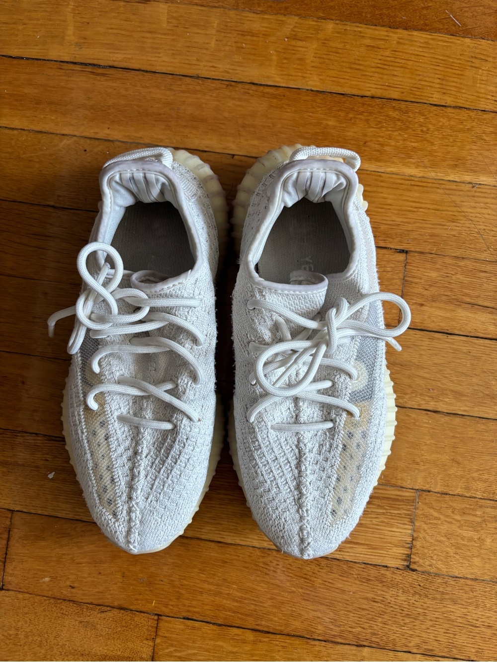 adidas Yeezys Men's White Knit Sneakers